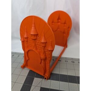Vintage Castle Bookends Book Holder Orange Xerox Corp 1977 Plastic